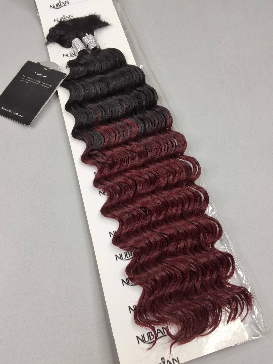 18″ Nubian Yaki Deep Wave #T1B/burg Bulk Micro Braiding Hair Boho