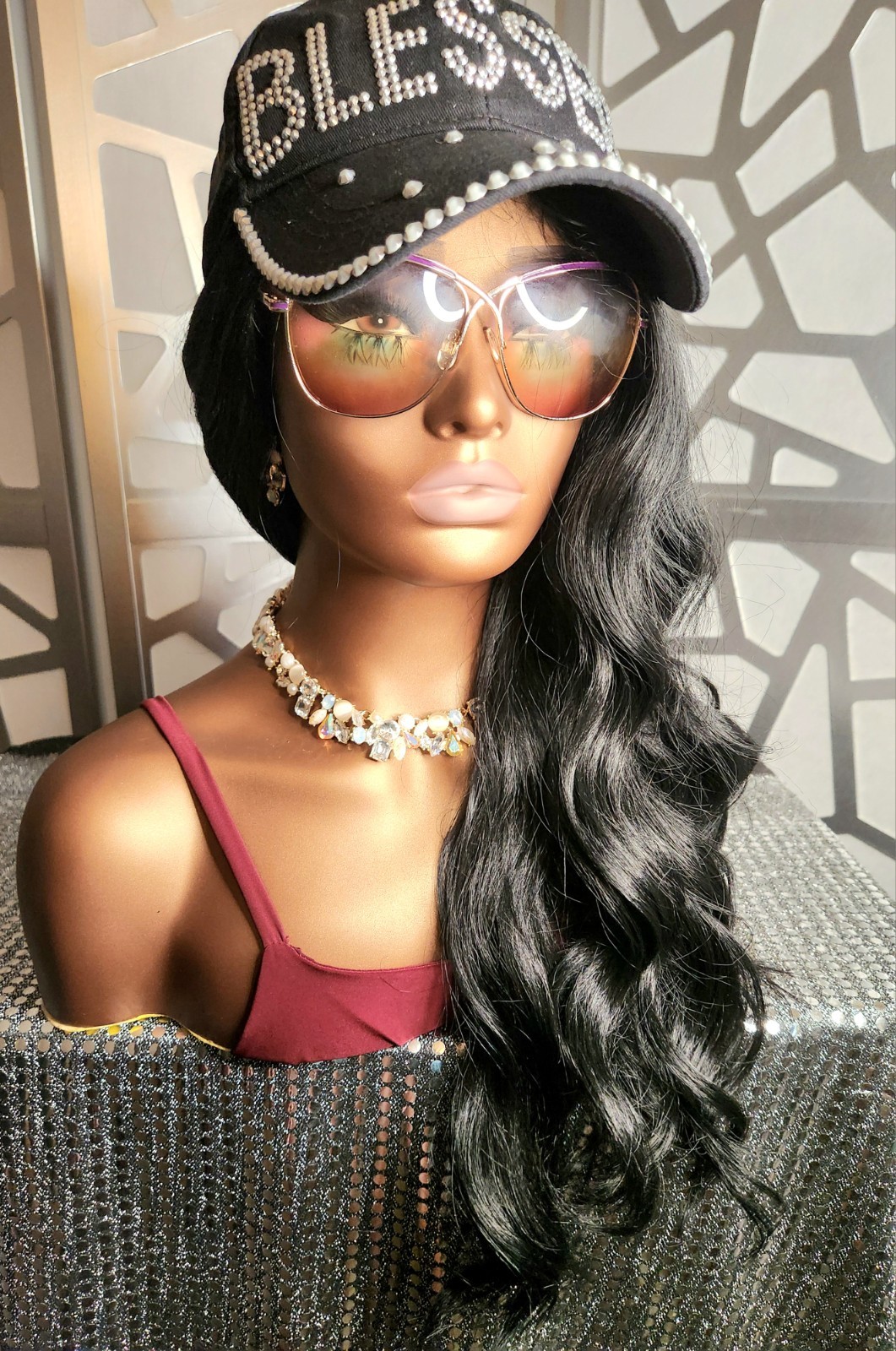 Lace Front Wig Black Long Wig Wavy Black Wig Human Blend Loose Wave Bodywave