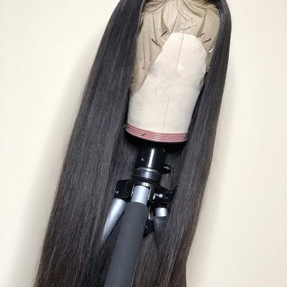 Heat Resistant Synthetic Lace Front Wigs Long Black Straight Glueless Soft Hair