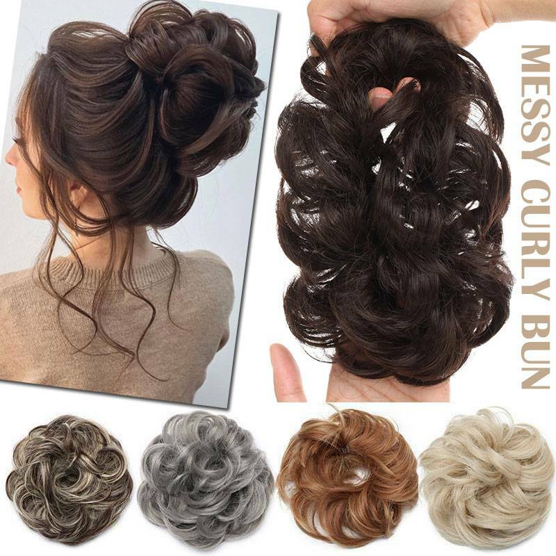 Large Thick Messy Bun Scrunchie Curly Hair Extension False Updo Cover Hair Piece