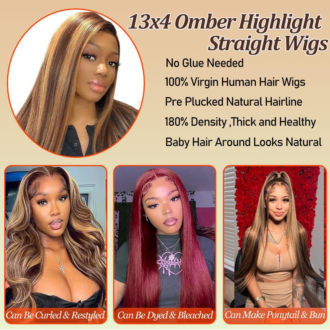 Mylene Hair Highlight Wear And Go Glueless Wigs Human Hair Pre Cut 20Inch 13X4