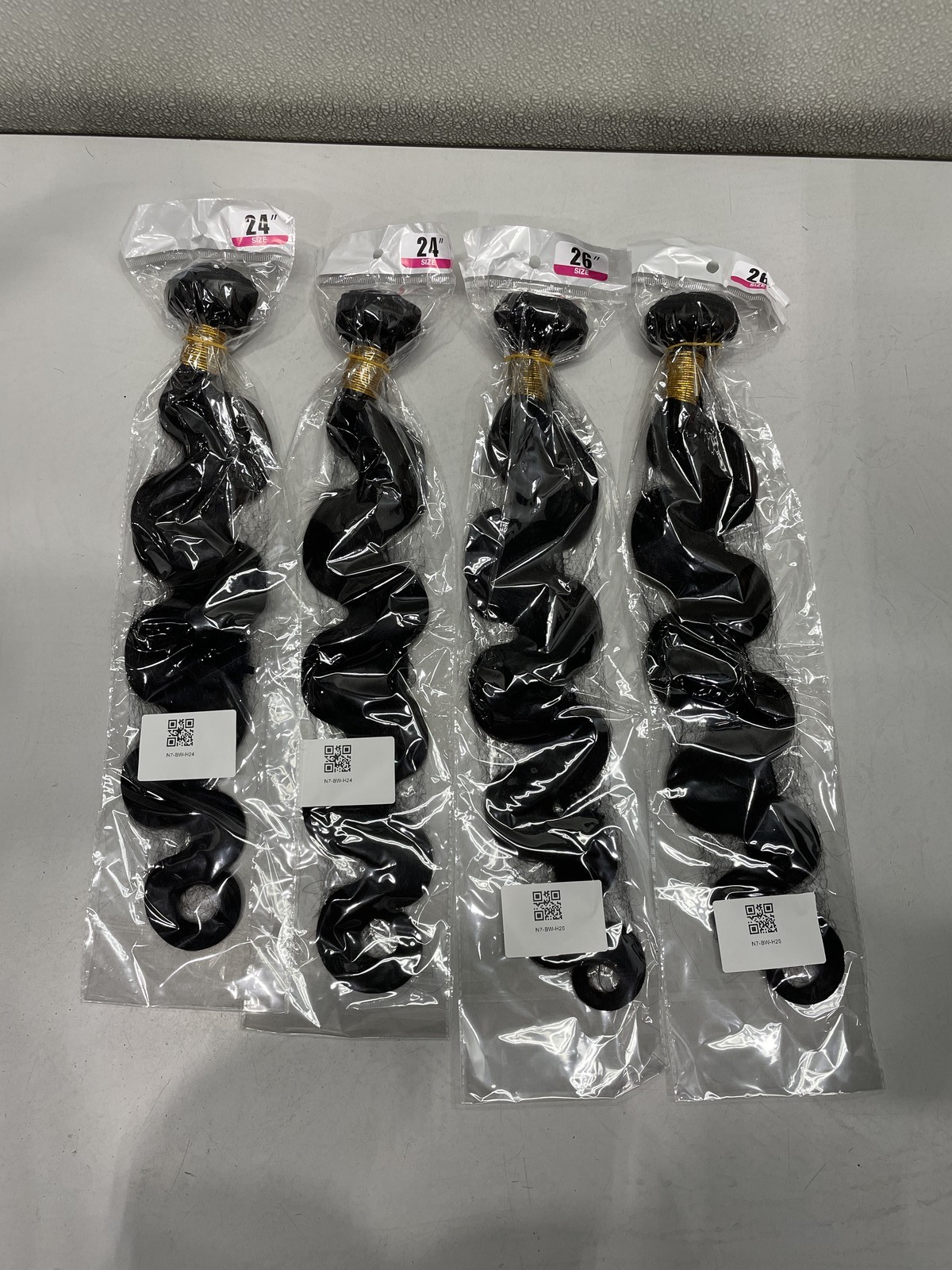 PerisModa Brazilian Black Body Wave Human Hair Weave 4 Bundles 24″24″26″26″
