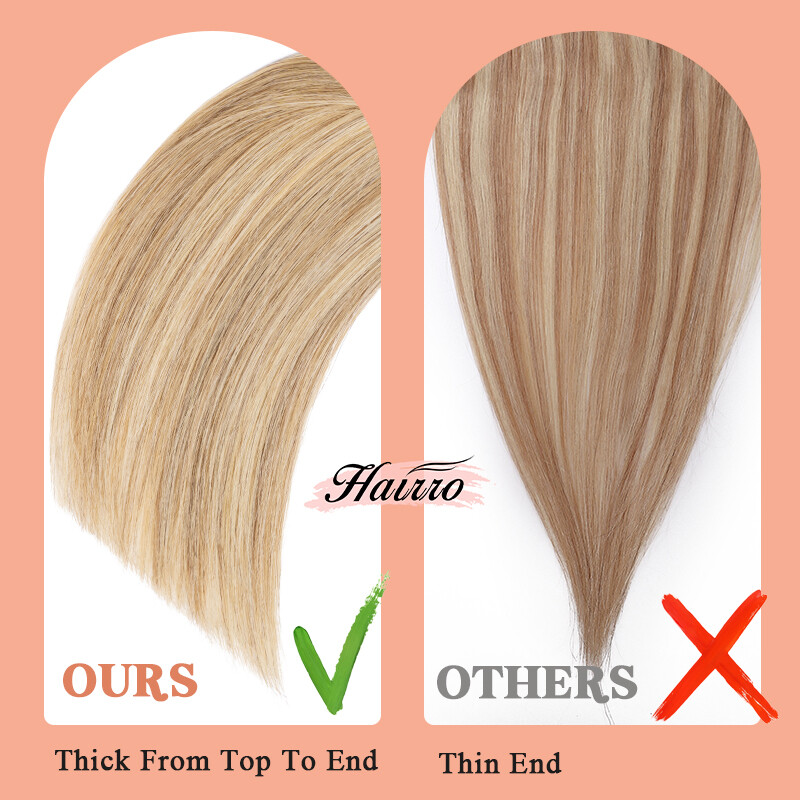 HAIRRO Tape In/ On Human Hair Extensions Real Remy Skin Weft Double Drawn 12-24″