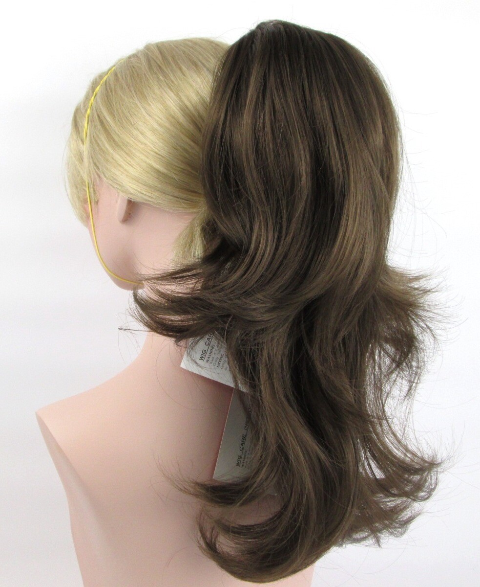 14″ LONG STRAIGHT HAIR PONYTAIL HAIRPIECE CLAW CLIP REVERSIBLE WAVY LOOK BRITNEY