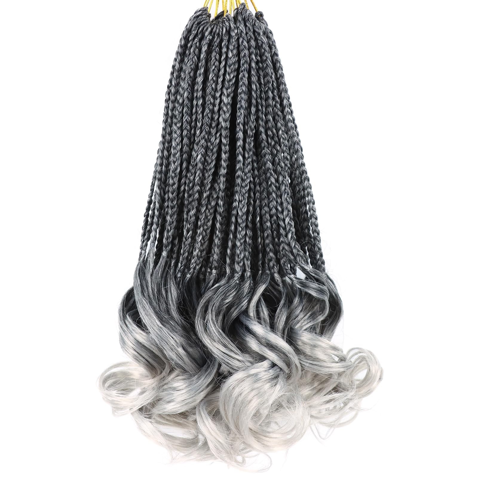 Bulvese French Curl Crochet Braids 1B/Gray 12 Inch French Curl Braiding Hair