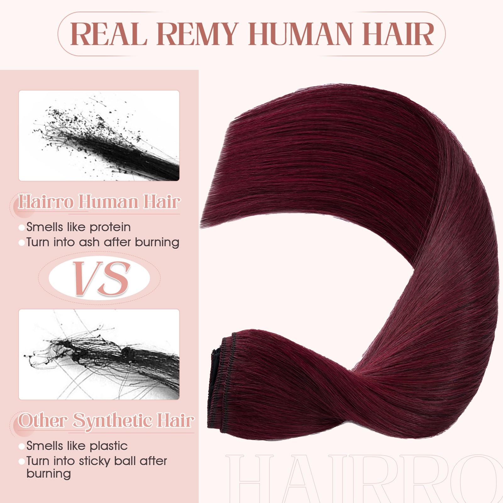Hairro 16 Inch Clip In Extensions 100 Remy Human Hair 45G One-Piece 5 Clips