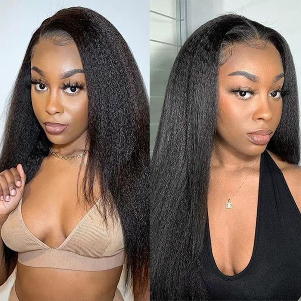 Lace Closure Human Hair 16 Inch Kinky Straight 4×4 Transparent Yaki Natural