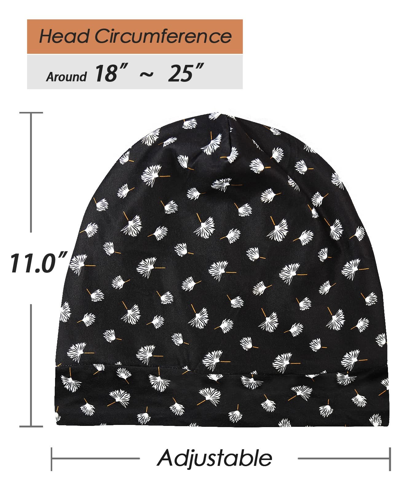 Satin Lined Sleep Cap for Long Hair Women Casual Slouchy Beanie Wig Headwear