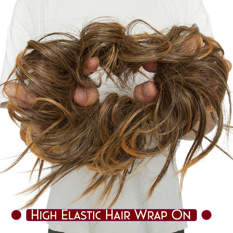 NEW ARRIVALS!! 7″ Long Messy Curly Bun Real As Human Hair Extensions Ombre Pc US