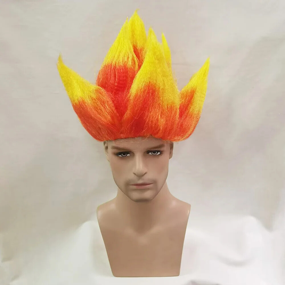 Anger Wig Flame Fire Wig Short Red wig Red Ombre Wig for Men Women Cosplay