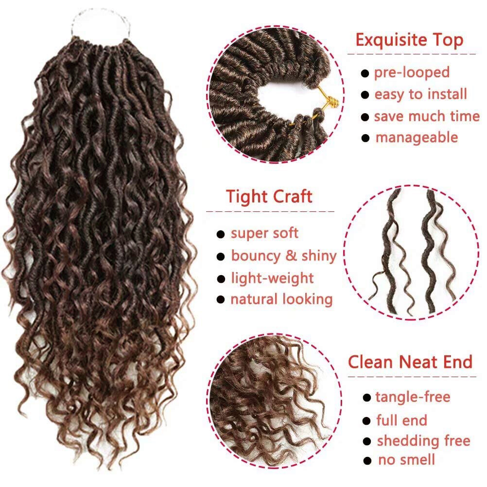 14″-26″ Goddess Faux Locs Crochet Hair River Locs Curly Braiding Hair Extensions