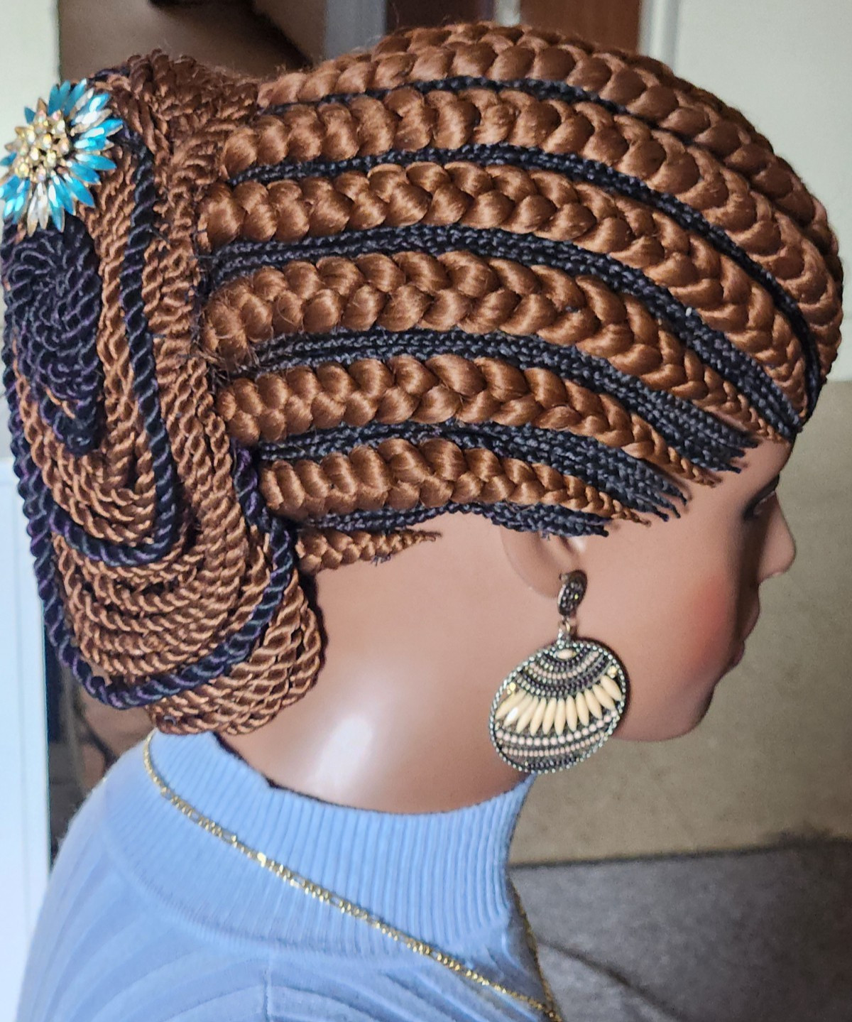handmade braided cornrows wig pony Elephant Dark brown/1B