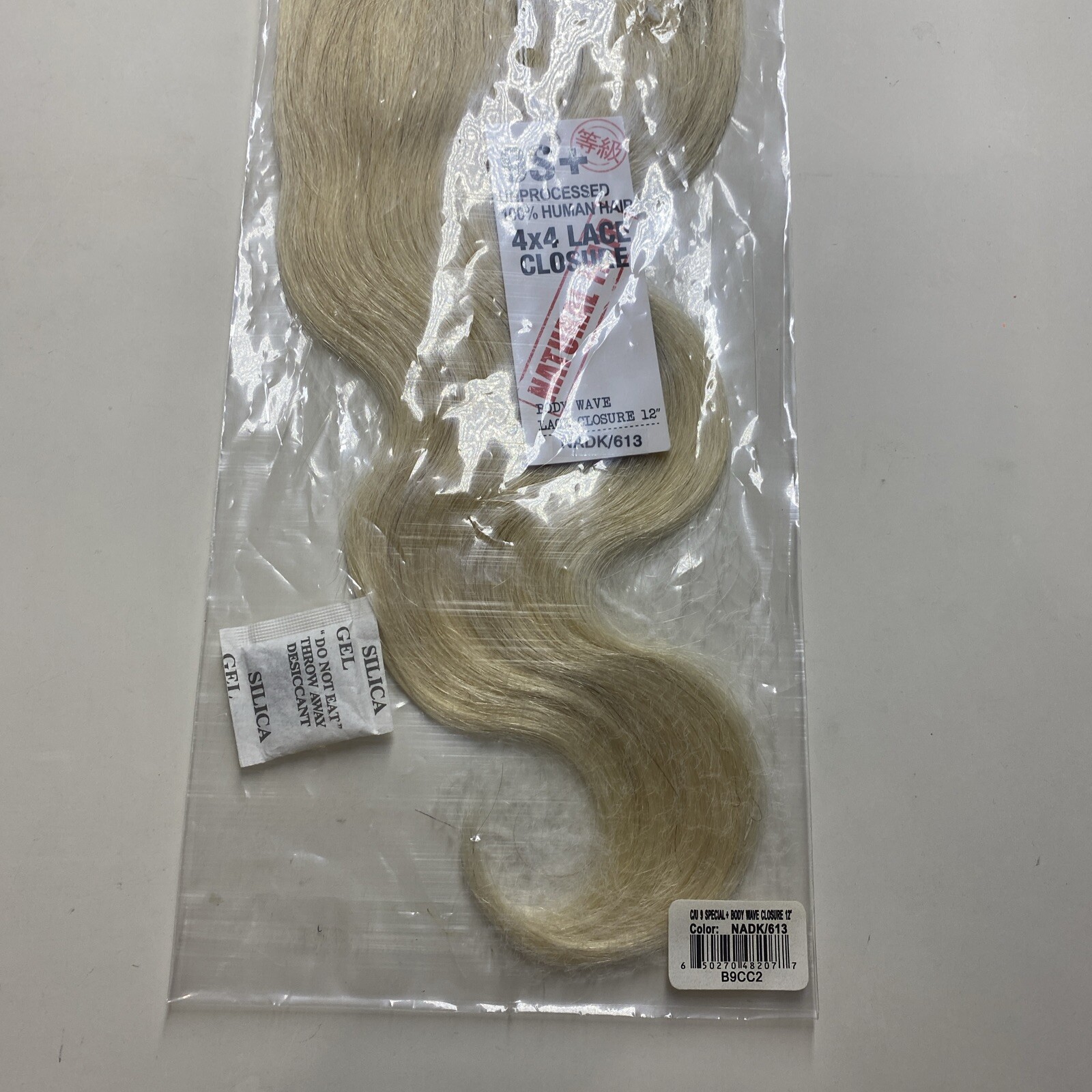 9S+ 100% Unprocessed HUMAN HAIR 4X4 LACE CLOSURE Body Wave 12″_#NADK/613