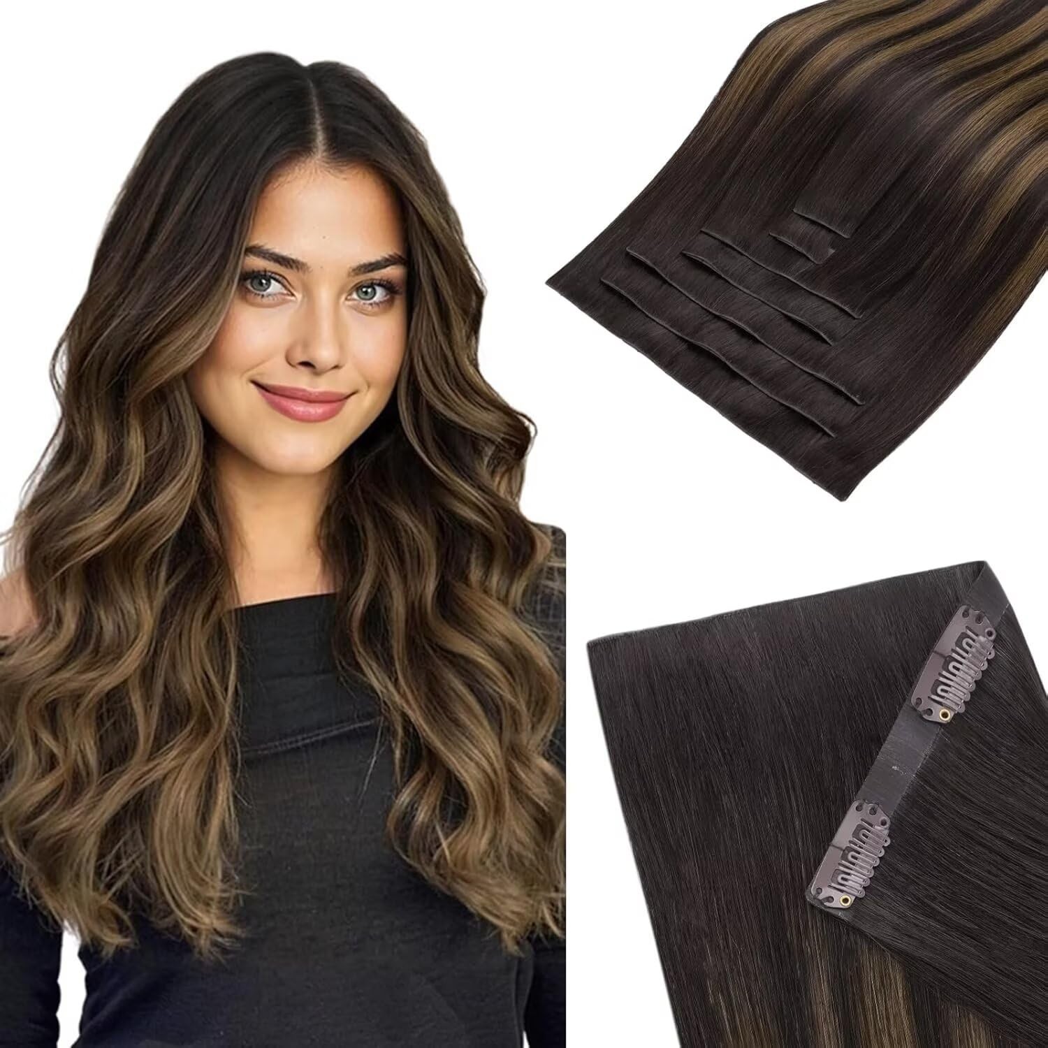 Hotbanana Invisi Edge Clip In Hair Extensions 12Inch 75G 7Pcs Injected Seamless