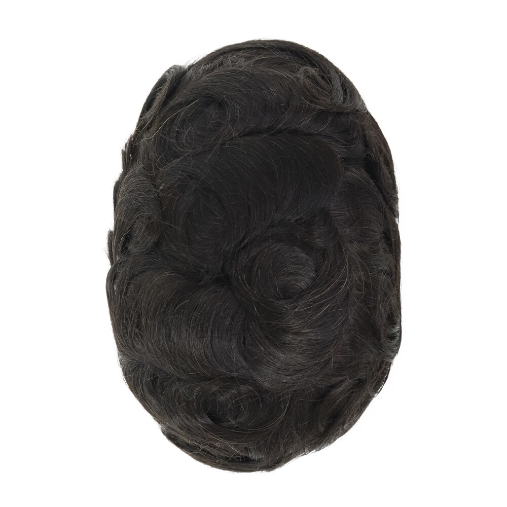 Men Toupee Hairpiece French Lace Hair System Replacement Men Poly Skin Wig Brown