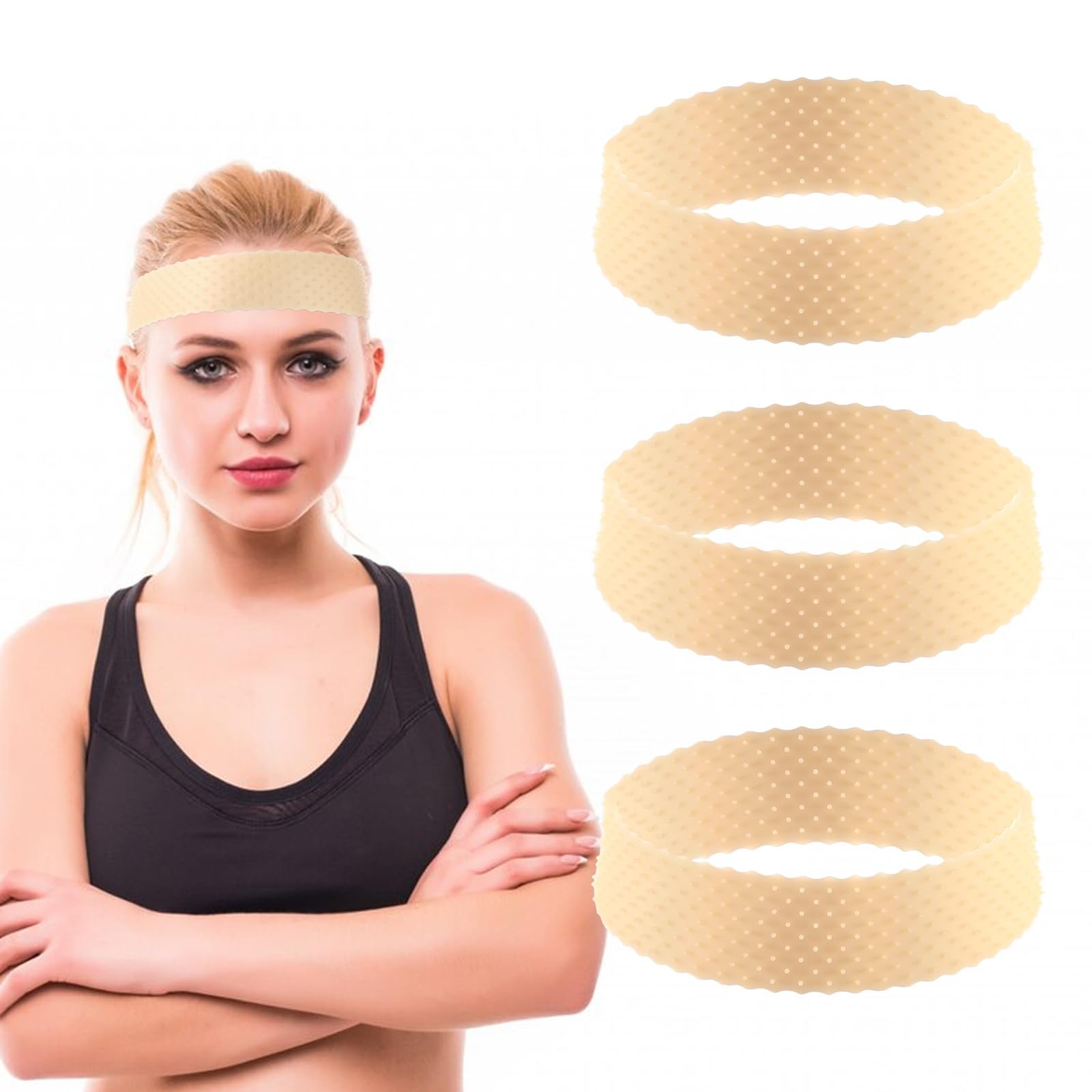 JJUNW 3-Piece Wig Grip Band Set – Adjustable 1 Count (Pack of 3), Skin Color