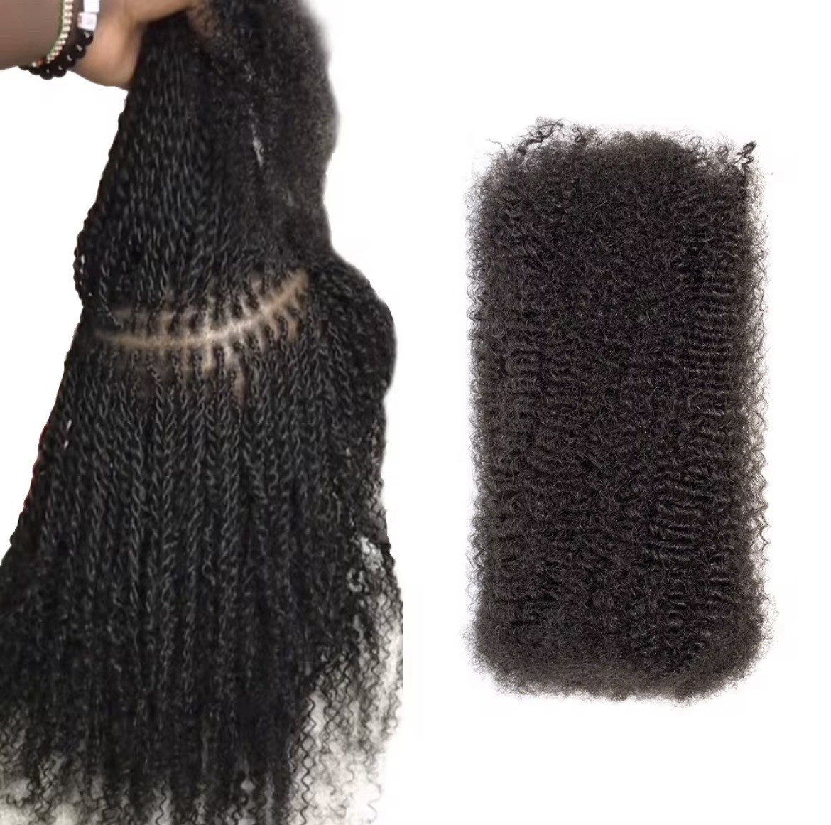 Pre-Stretched Afro Kinky Human Hair Bulk for Braiding, Twists, Locs (3 Packs)