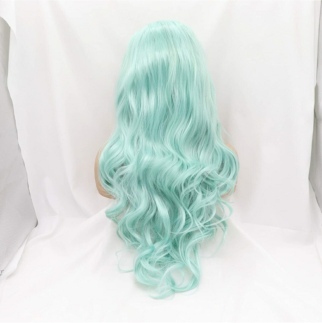 HD Lace Front Wig Mint Blue Long Layered Rainbow Human Blended Cosplay Mermaid