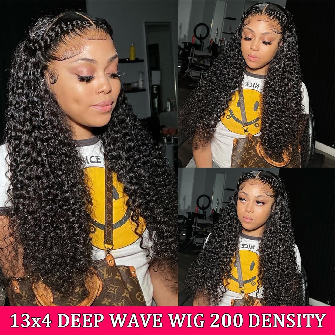 Lovelyworld Deep Wave Lace Front Wigs Human Hair13X4 Hd Deep Curly Lace Frontal