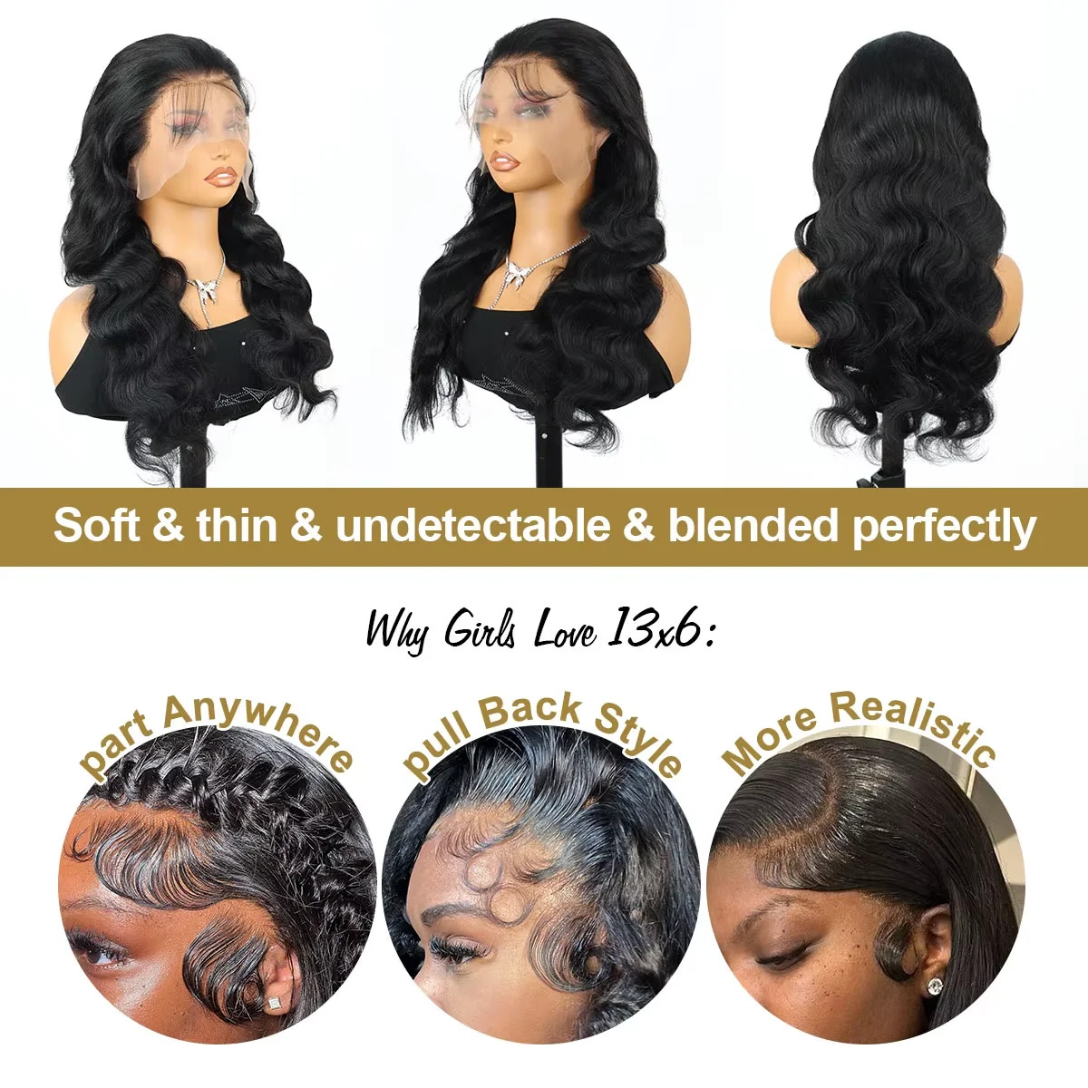 40 44 Inch Raw Wet And Wavy HD Lace Frontal Wig 13×4 13×6 200Density Black Pre