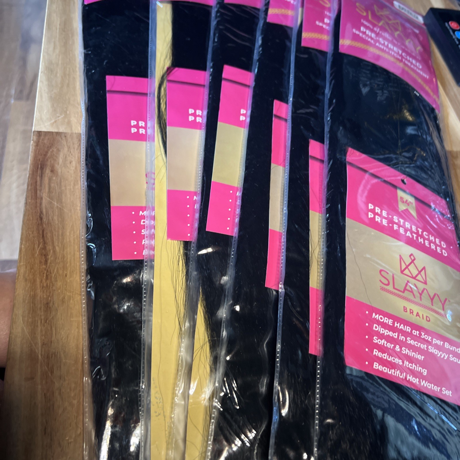 Slayyy Pre-Stretched Braids Color Black Stallion Hair Extensions 54”- 6 Pack