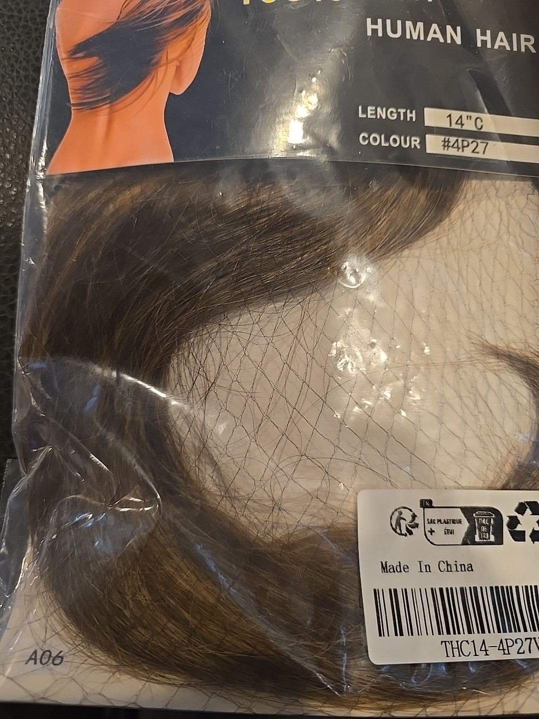 9754 S-nolite 14“ C COLOR 4P27 clip-in 100% REMY human hair extensions-NIB