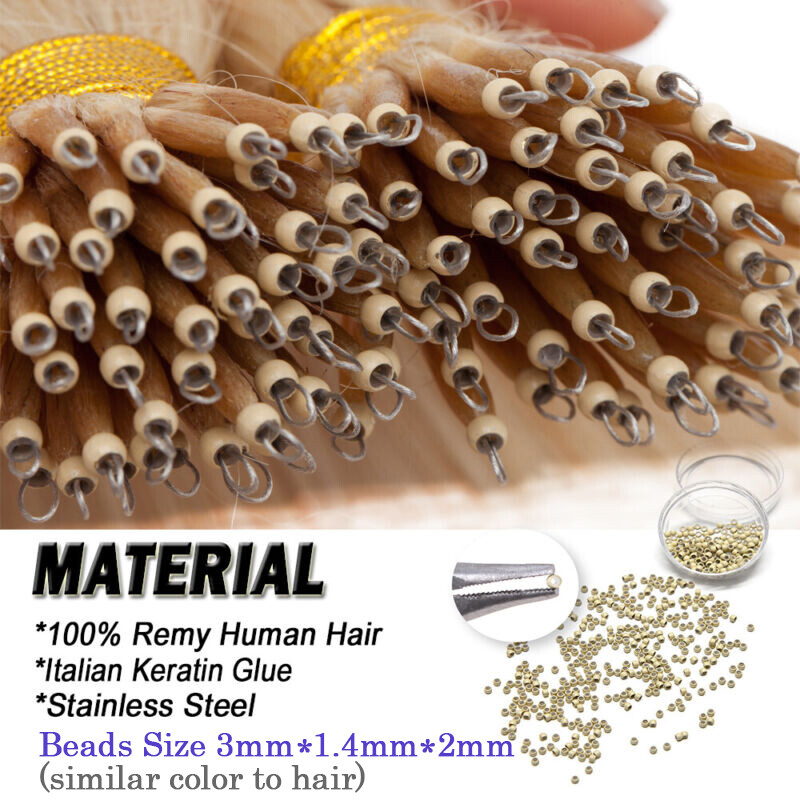 Nano Ring Micro Loop Beads Real Remy Human Hair Extensions Thick Russian 1g/s