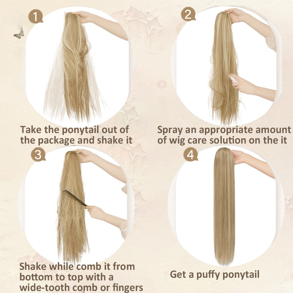 Claw Clip Hair Extensions Ponytail Long Wavy Natural Looking Synthetic Hairpiece