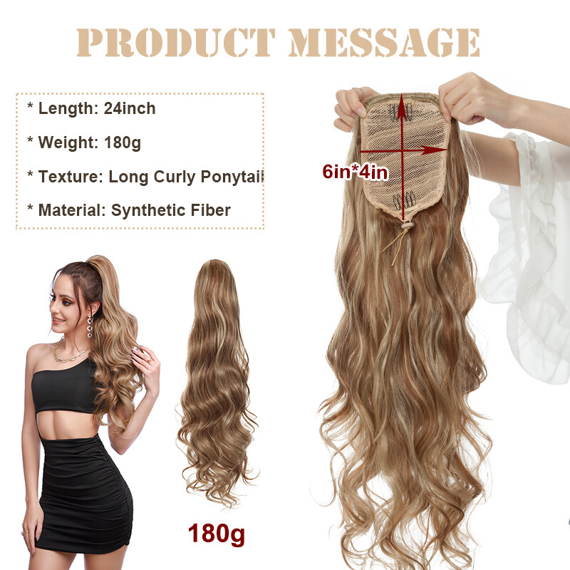 US Extra Wavy Drawstring Pony Tail Clip in Hair Extensions Wrap Around Ponytail