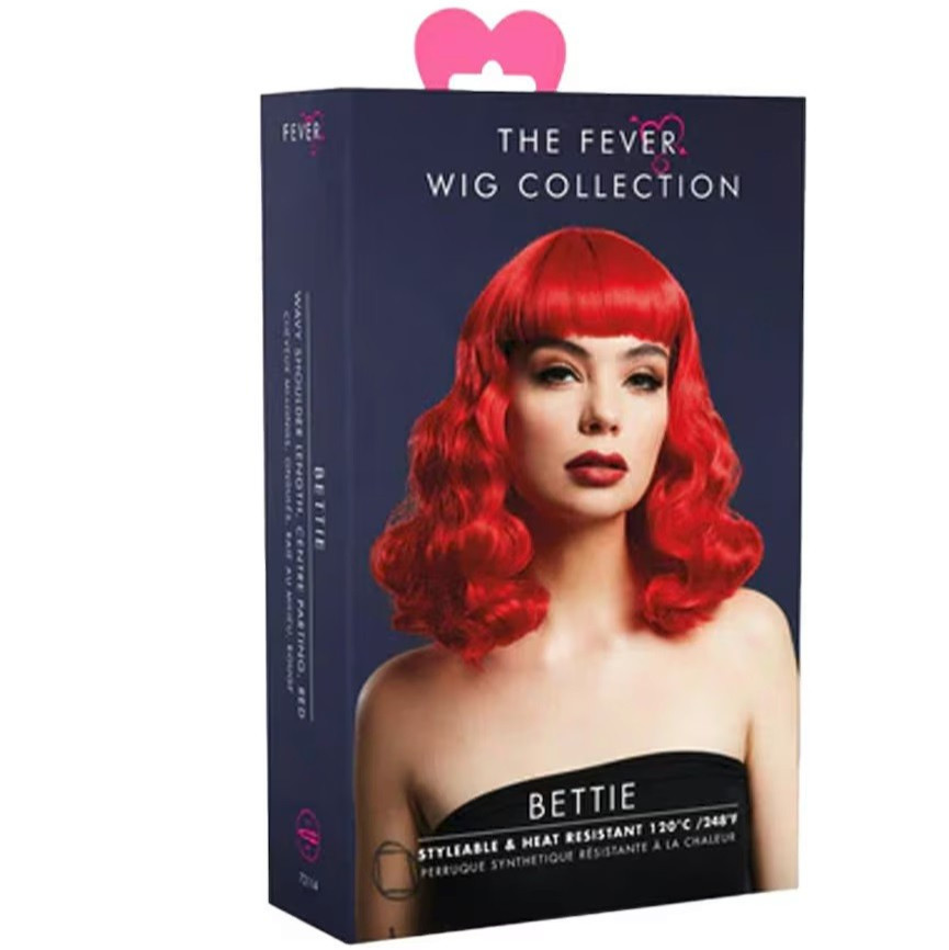 Fever Bettie Wig red shoulder length woman soft wave daily dance stage actress