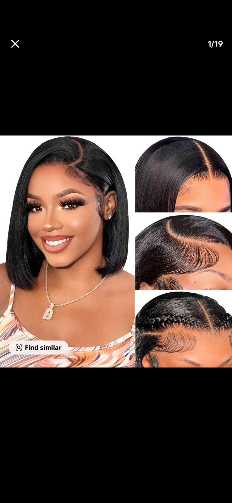 Glueless HD Lace Front Wig Straight Bob Black C-Part Pre-Plucked Bleached Knots