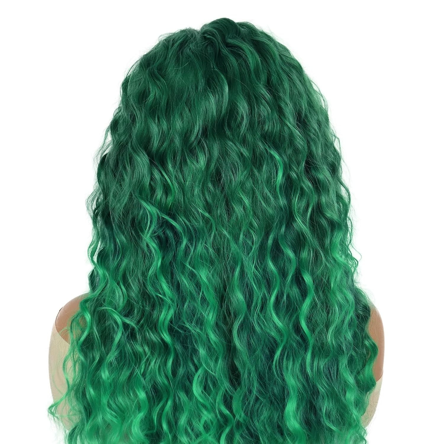 28 inch Long Curly Wigs for Women Green Wig Cosplay Thick Hairline St. Patric…