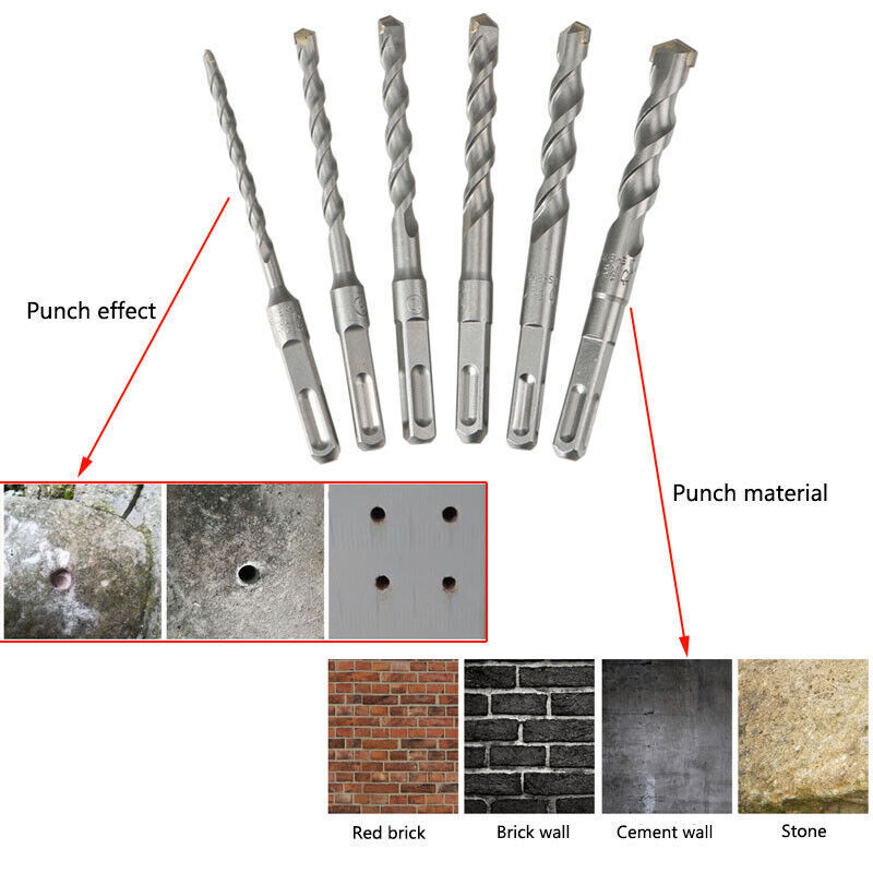 6-35mm Tip 110-500mm Long Chrome Steel Square Shank Masonry Hammer Drill Bit new