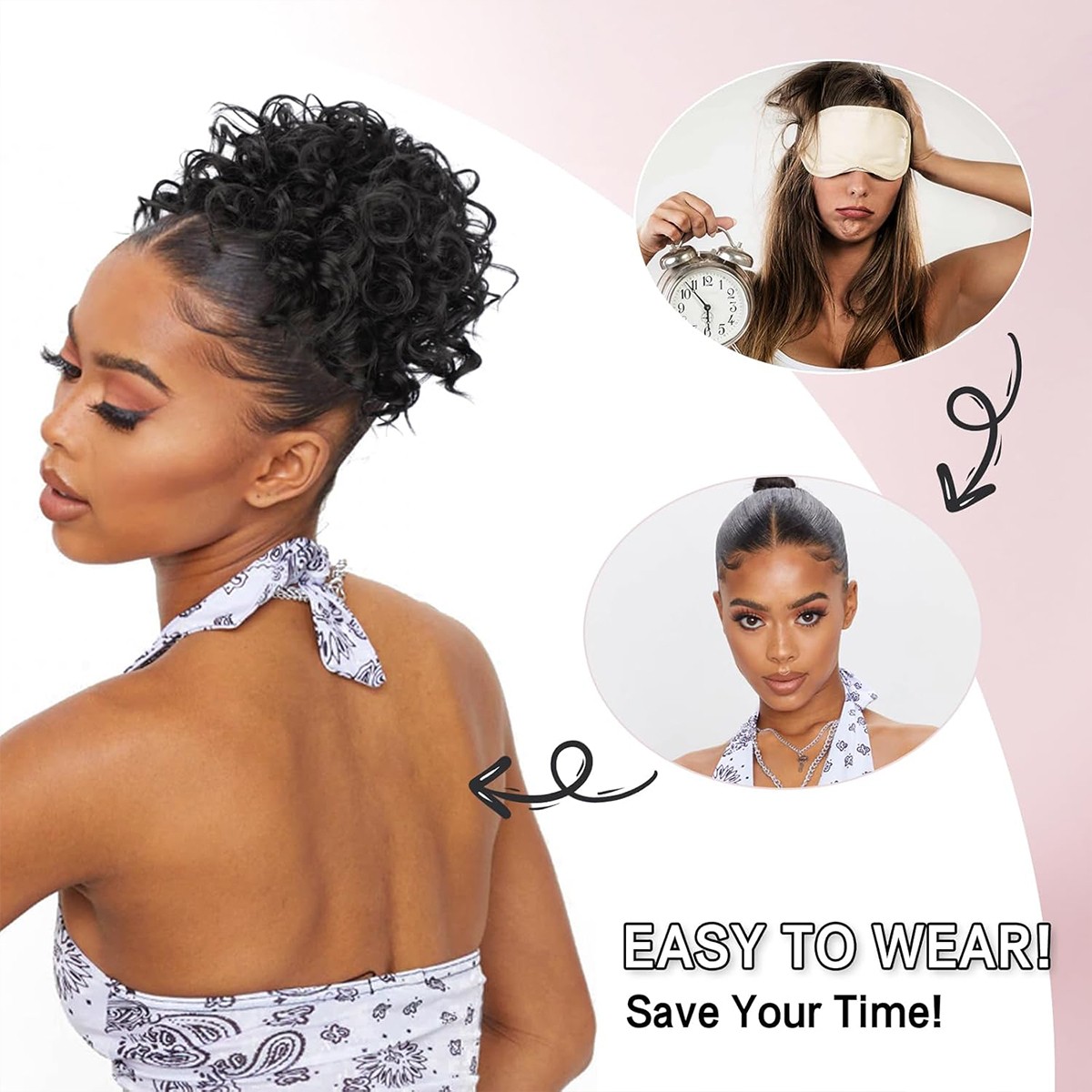 Messy Bun Hair Drawstring Loose Curly Scrunchies Thick Hairpieces Updo Fake Buns