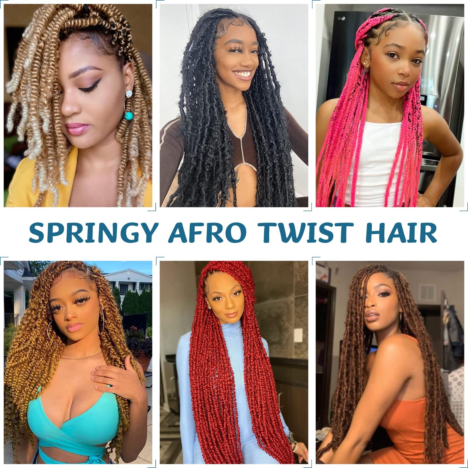 Springy Afro Twist Hair 36″ 8 Packs Red Marley Pre-fluffed Spring Twist