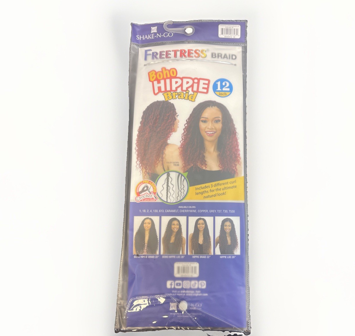 freetress crochet hair pre loop boho braids 12” Color:1B