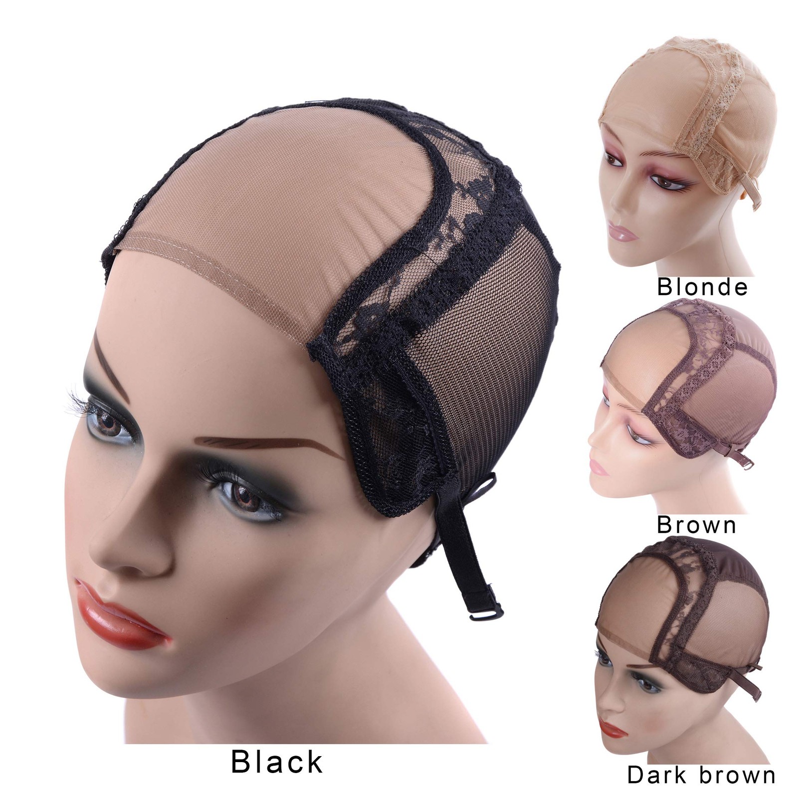 U Part Swiss Lace Wig Cap 4X4 Inch Black L – Adjustable Straps for Beginners
