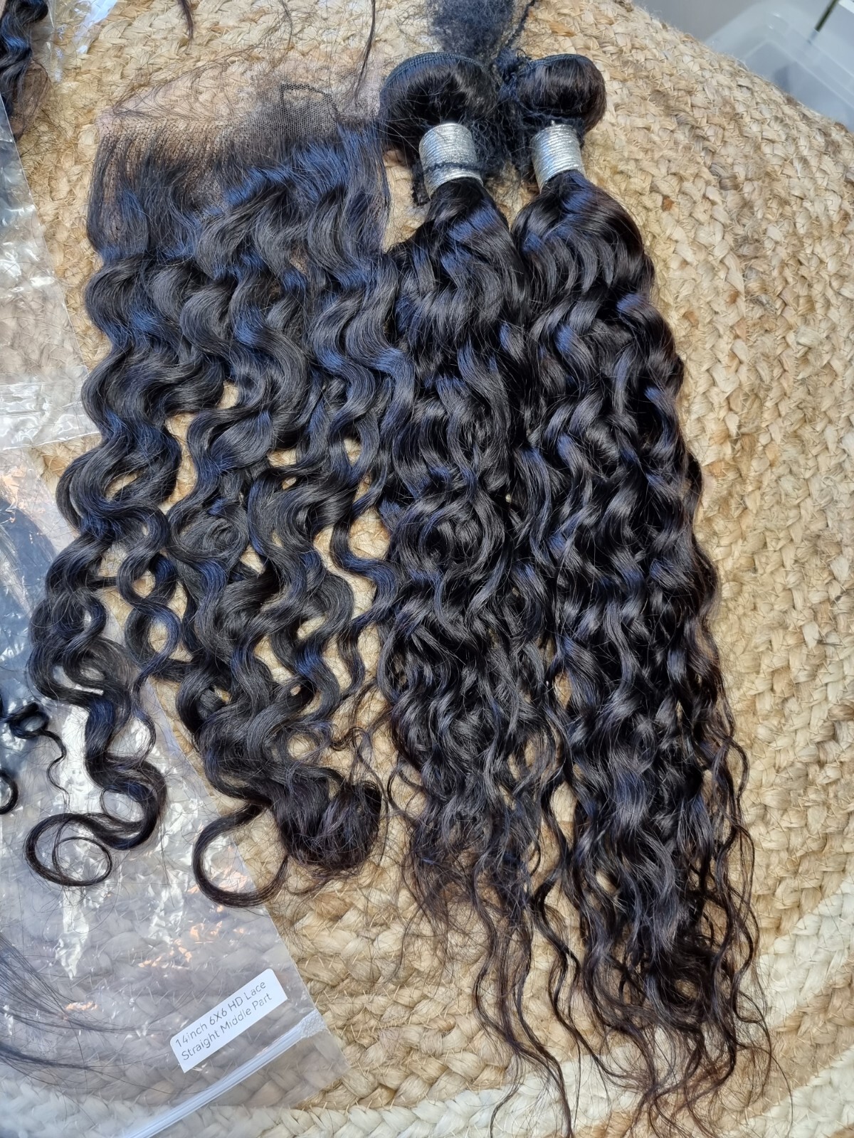 12A PERUVIAN VIRGIN HUMAN HAIR 22+24&18INCH 5X5 HD LACE CLOSURE WATER WAVES 260g