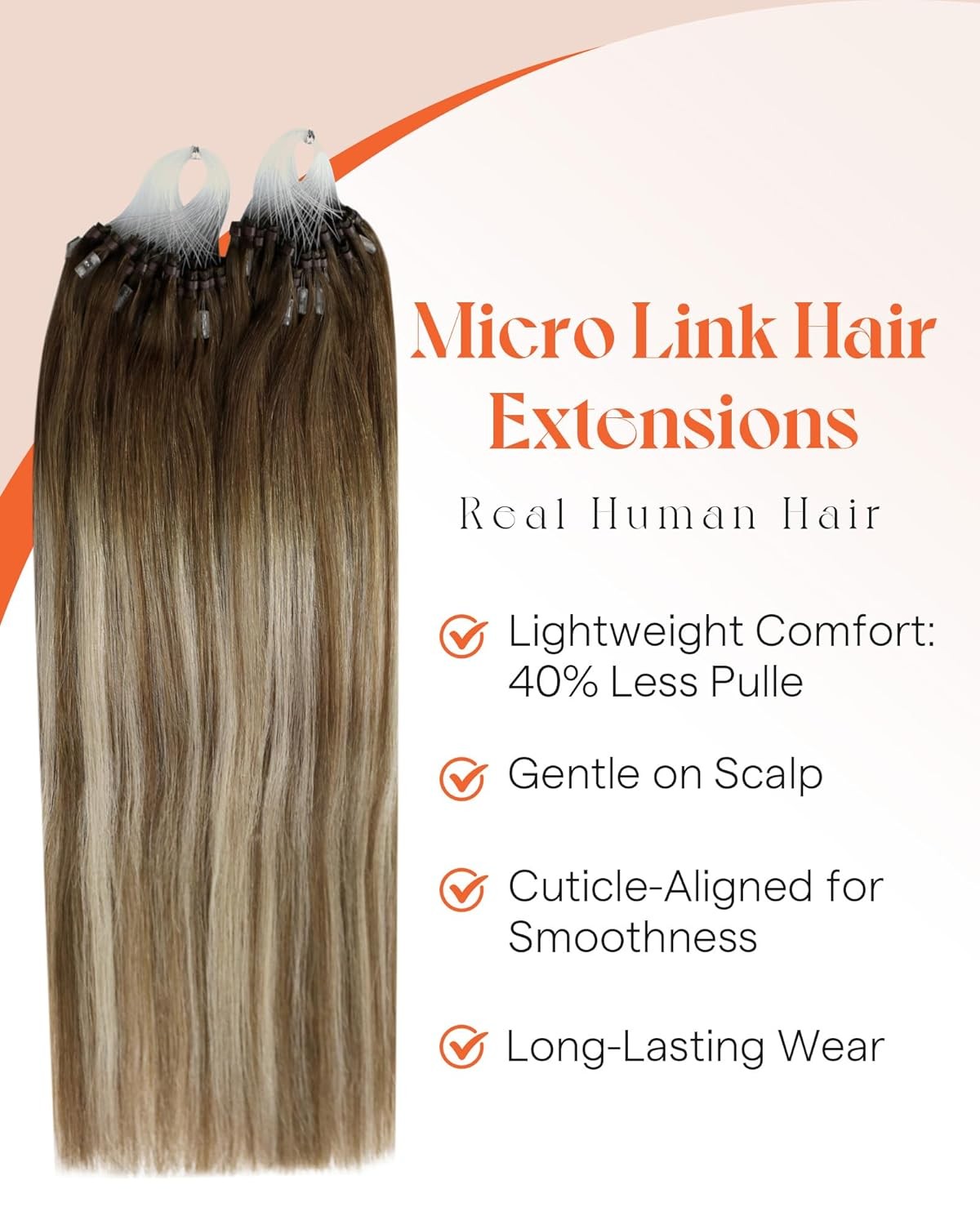 Sunny Hair MICROLINK 22in Brown Ombre Blonde Hair Extensions – ML_6-60-6_22_50G3