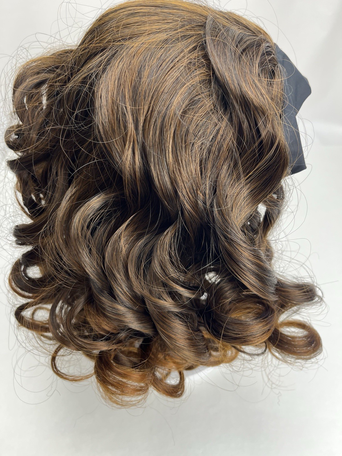 Fashion Wig Headband Wig Curly Brown/Caramel Highlights Short Comb Mesh Top