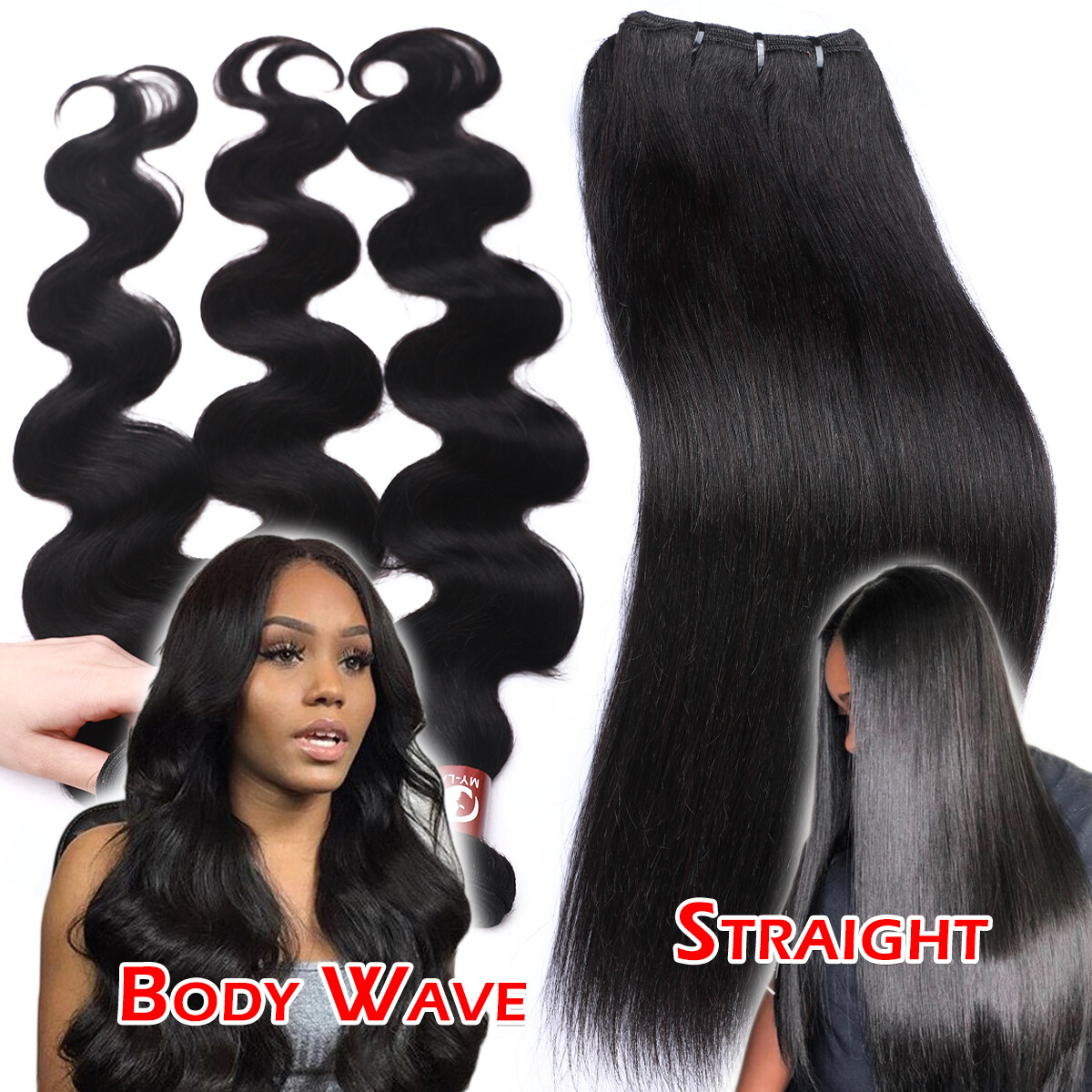 100% Human Hair Bundles Remy Virgin Hair Extensions Straight / Body / Water Wave