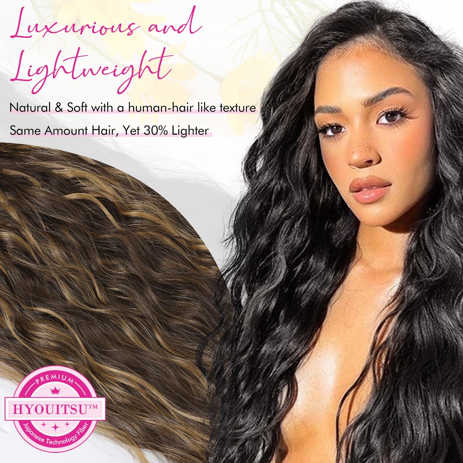 9PCS Clip in Hair Extensions, 24″ Thick Long Mini Mermaid Wave Luxurious Ligh…