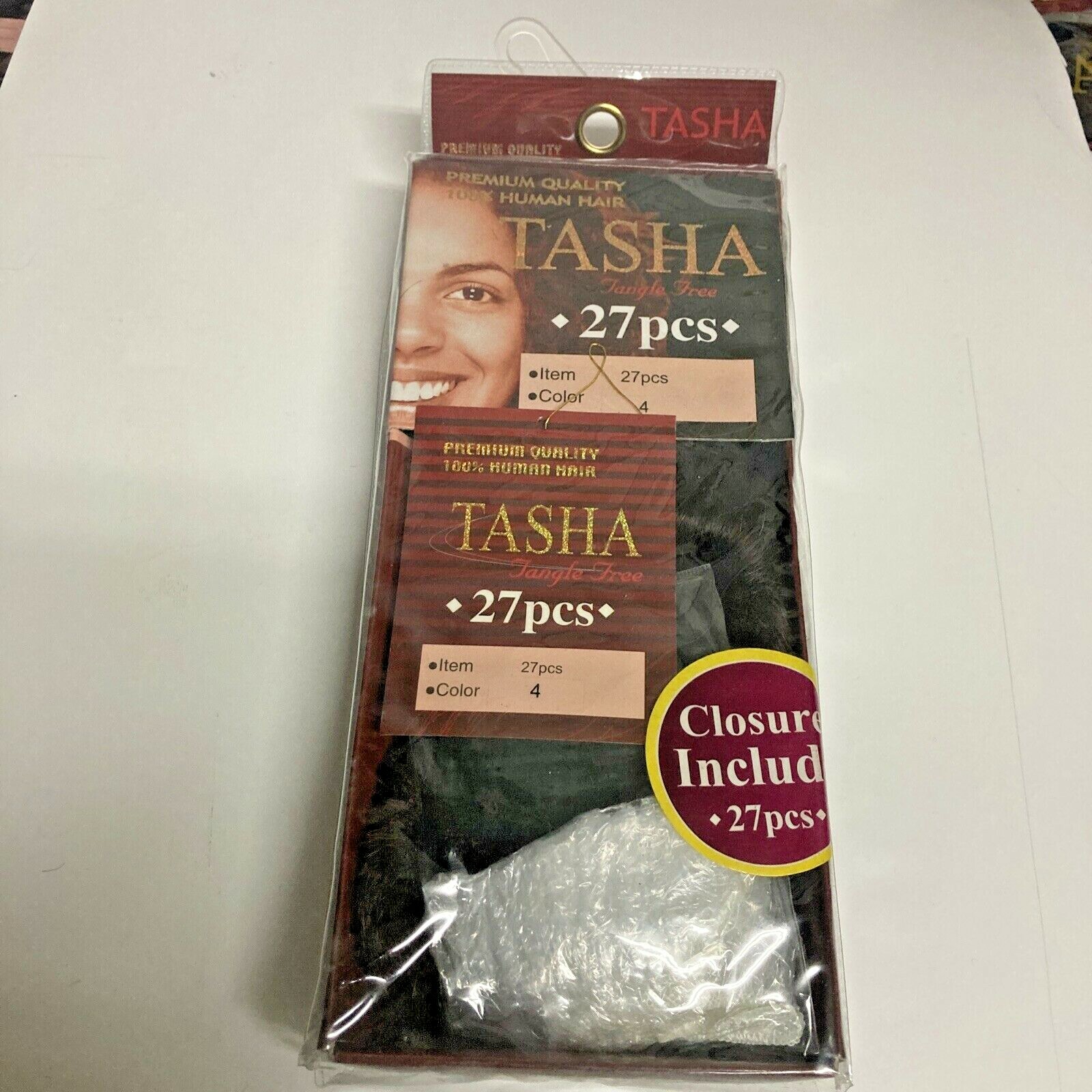 ONE PACK TASHA 27 PCS PREMIUM QUALITY 100% HUMAN HAIR COLOR #4 INCLUDE CLOSURE