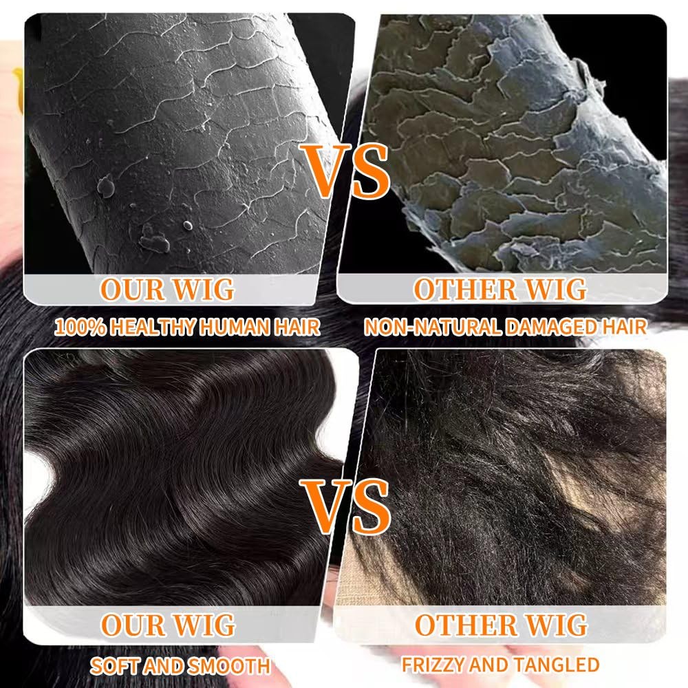 18 Inch Body Wave Human Hair Wig 200% Density 13×6 HD Lace Front Wigs Human H…
