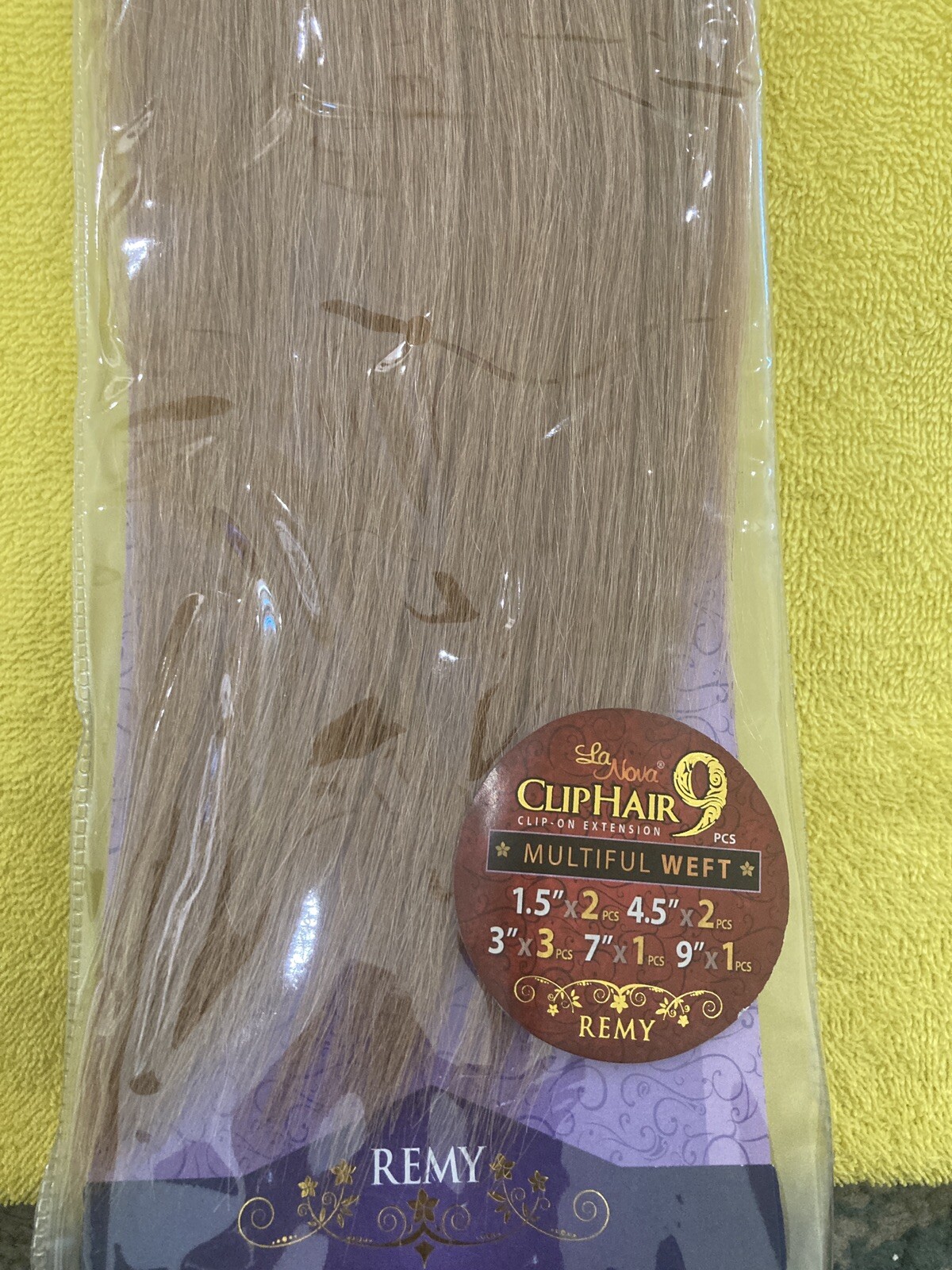 Clip on Extensions 100% Remy Human Hair Silky Straight 18″ Color # 16-18, 9pcs.