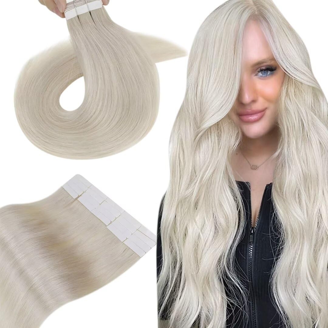 Tape in Real Human Hair Extensions Seamless Skin Weft Remy Russian Hair Straight