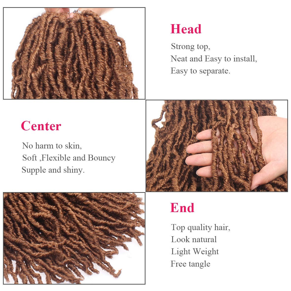 Leeven 24 Inch Goddess Soft Locs Crochet Hair 7 Packs Brown Pre-Looped Messy