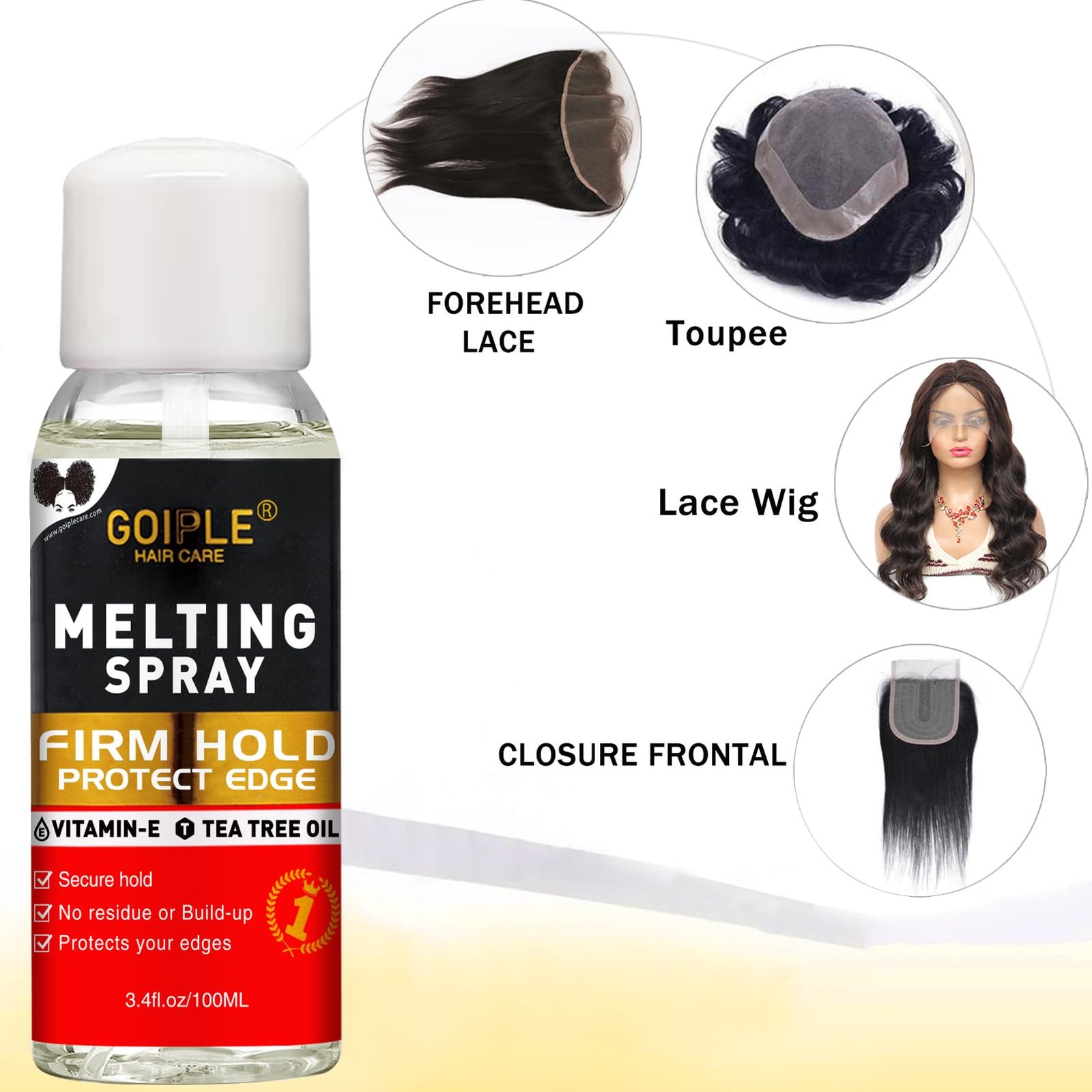 Hair Extension Adhesive Spray Kit Lace Front Wig & Closure Glue, No Melt