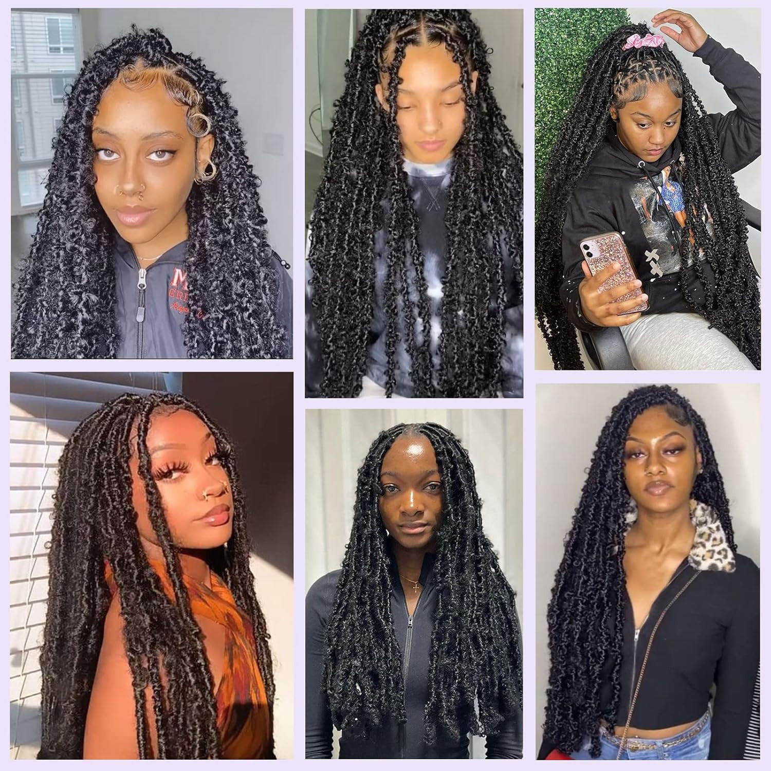 24 Inch Butterfly Locs Crochet Hair 6 Packs Distressed Faux Locs Crcoeht Hair 1B