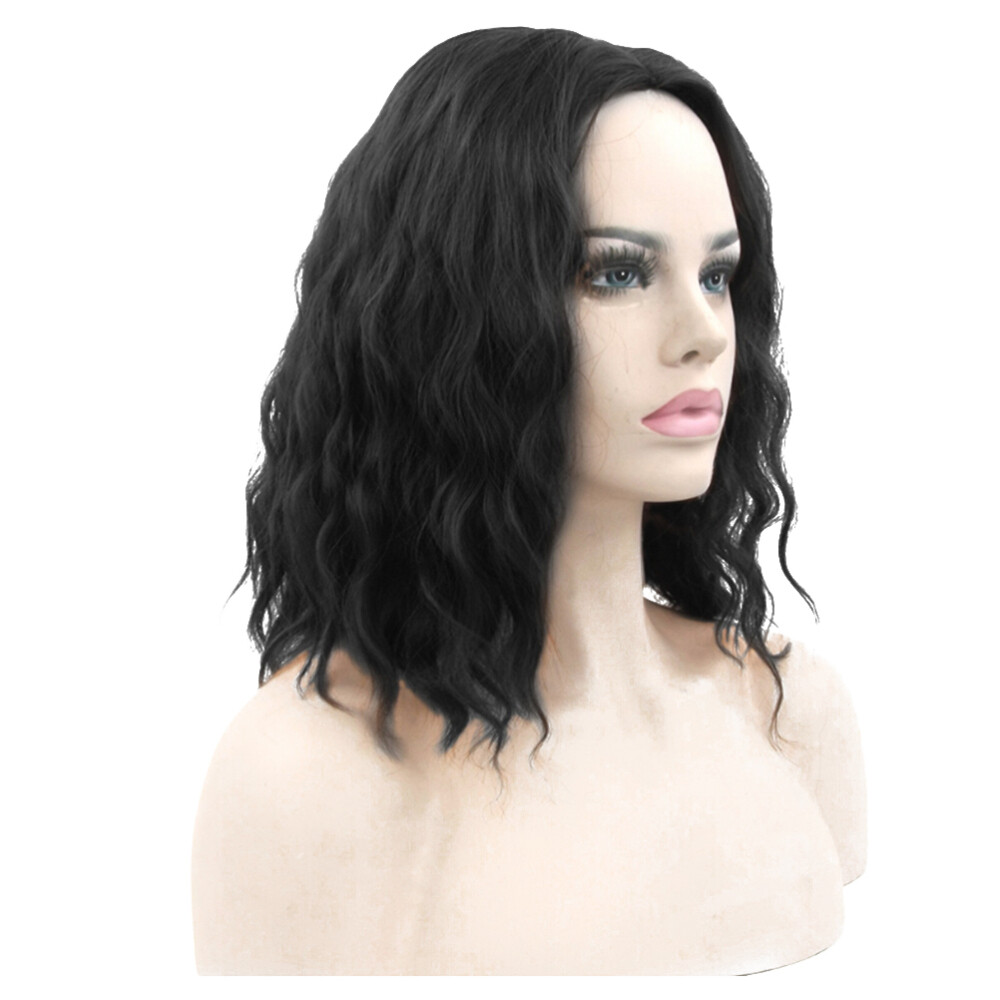 Curly Women Wig Short Black for Cosplay Party and Everyday Wear